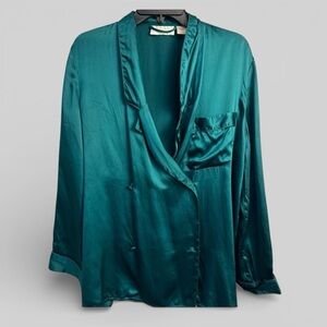 Vintage Victoria's Secret gold label satin button down sleep top pajamas lounge